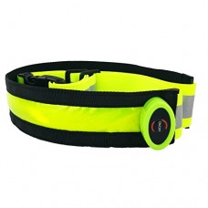 Evary Rechargeable LED Reflective Belt- Adjustable & High Visibility for Running  Walking & Cycling-Fits Women  Men & Kids(Light Green-1 Pack) - B073DWBQ5W